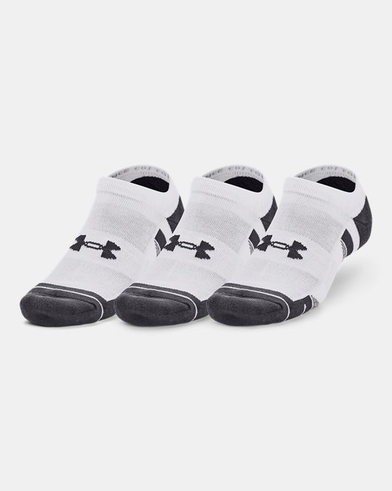 Unisex UA Performance No Show sokken van katoenstof – 3 paar, White, pdpMainDesktop image number 0
